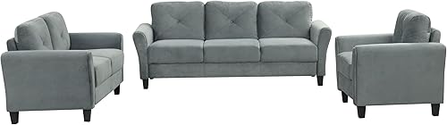 Miniatura 10 de Harper &amp; Bright Designs Juego de muebles de sala de estar, sofá con reposabrazos individual y sofá biplaza de dos plazas de tela de lino, juego de