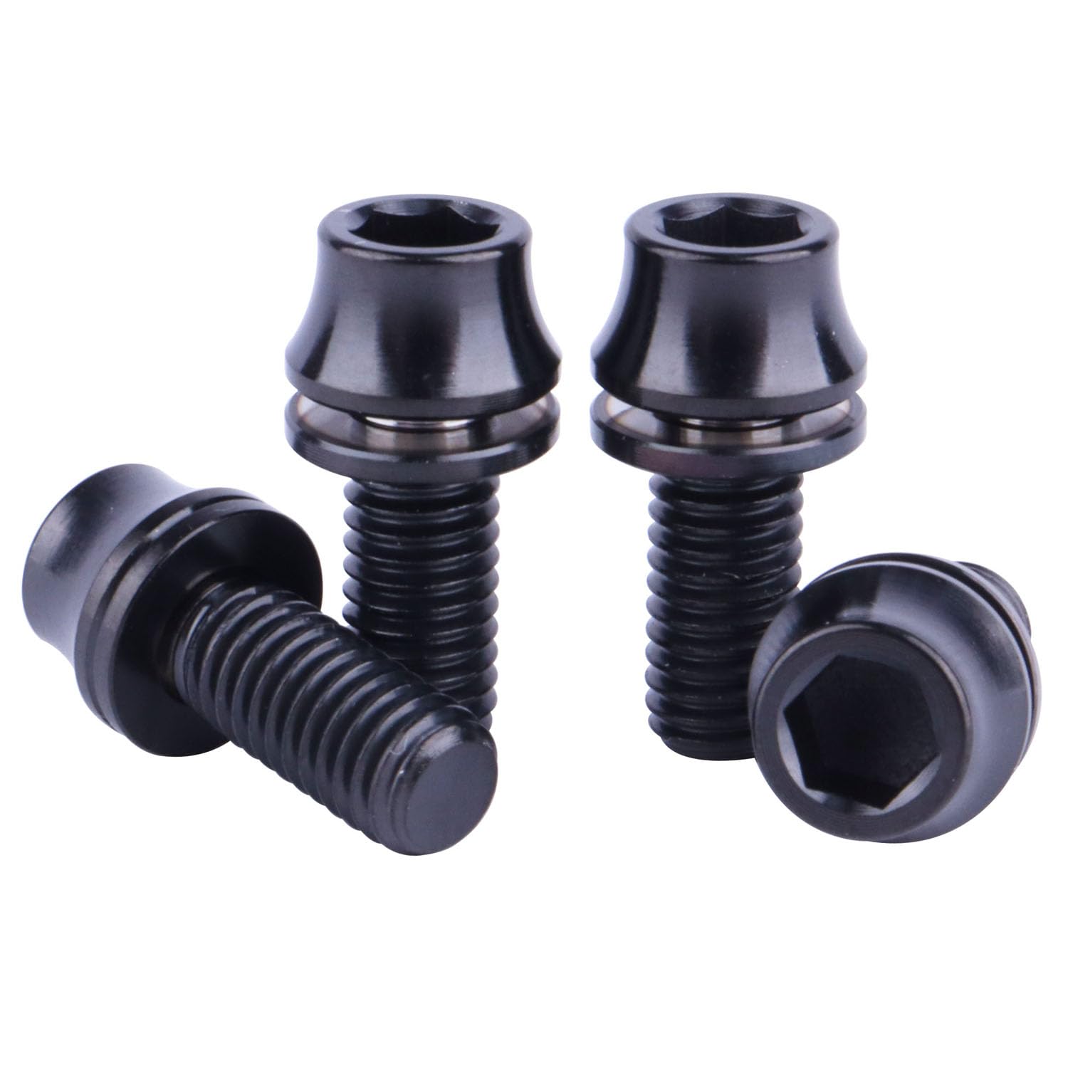 UHDFBDHF 4PCS Titanium Inside Hex Bolts M5x12mm with Washers for Bicycle Water Bottle Cage (Black)