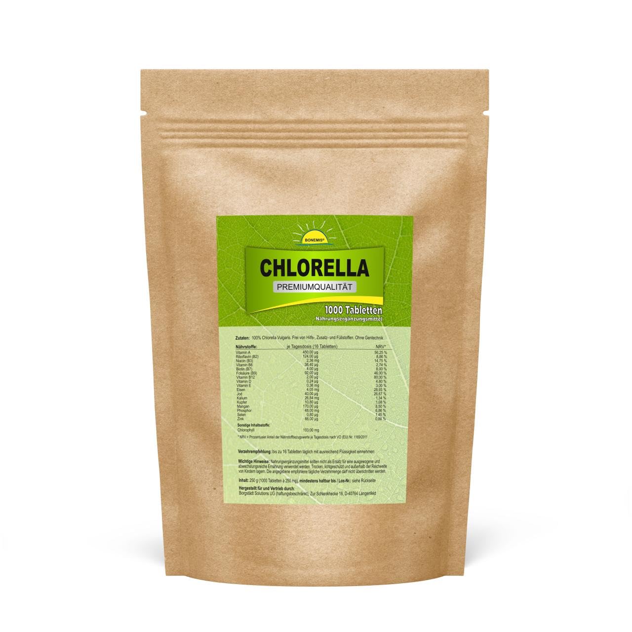 Chlorella 4000 Tabletten, 1 kg Vorrats-/Nachfüllpack, Kraftpapierbeutel