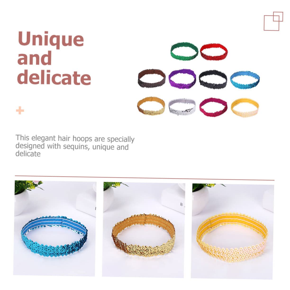 MAGICLULU 3 Set Di Fasce Per Con Paillettes Per Donne E Ragazze Eleganti Fasce Elastiche Con Paillettes Per Feste E Quotidiani 10 Pezzi * 3