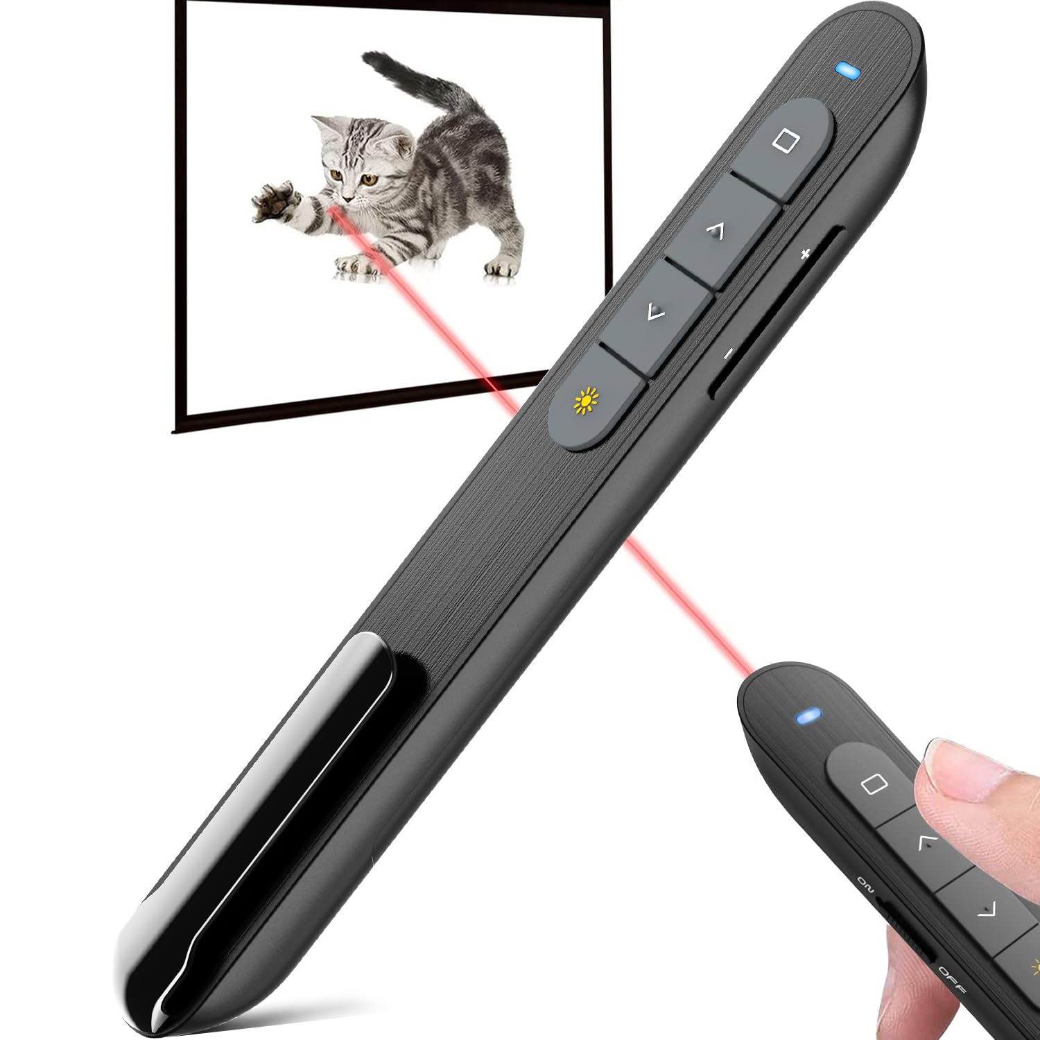 Presentation Clicker PowerPoint Clicker with Red Light, Wireless Presenter Remote Slide Clicker for Powerpoint Presentations for Mac, Keynote,