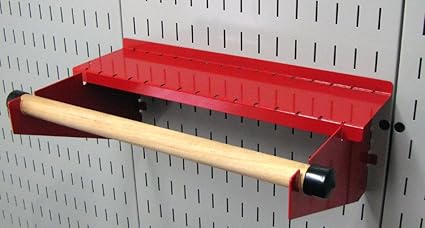 Wall Control Pegboard Paper Towel Holder and Dowel Rod Pegboard Shelf Assembly for Wall Control Pegboard and Slotted Tool Board  Red