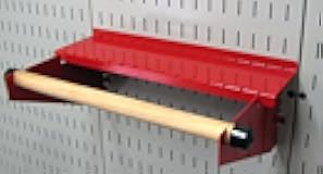 Wall Control Pegboard Paper Towel Holder and Dowel Rod Shelf Assembly for Wall Control Pegboard and Slotted Tool Board - Red