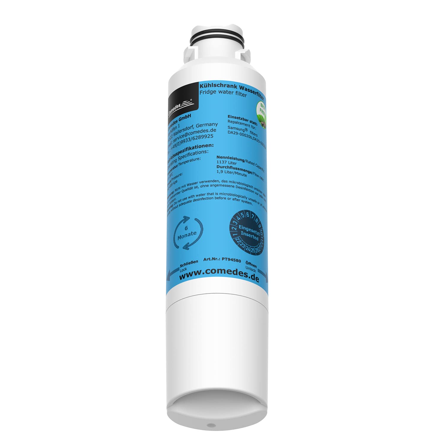 Comedes Wasser-Filter für Samsung DA97-08006 Side-by-Side Kühlschränke, Ersatz für Samsung DA29-00020B, DA29-00019A, HAF-CIN/EXP (4 Stück)
