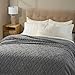 Price comparison product image RECYCO EVERGRACE Sherpa Fleece Throw Blanket 230x230cm, Soft Cozy Warm Fluffy Blankets Throws, Double-Sided Thick Jacquard Throw Blankets for Sofa Beds Couch Chair (Grey, Queen Size Bed)