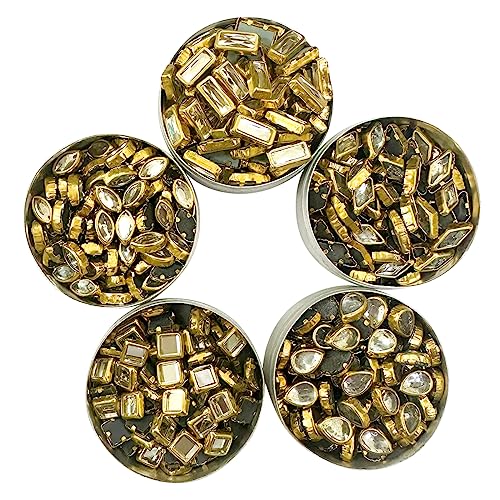 Image of Embroiderymaterial Combo Of Kundan Stone Beads, Craft Mirrors, Tweezers & Fabric Glue For Lippan Art, Jewellery Making, Craft, Embroidery, Embellishment, Toran Making, Aari Work, Bangles Making, Multi