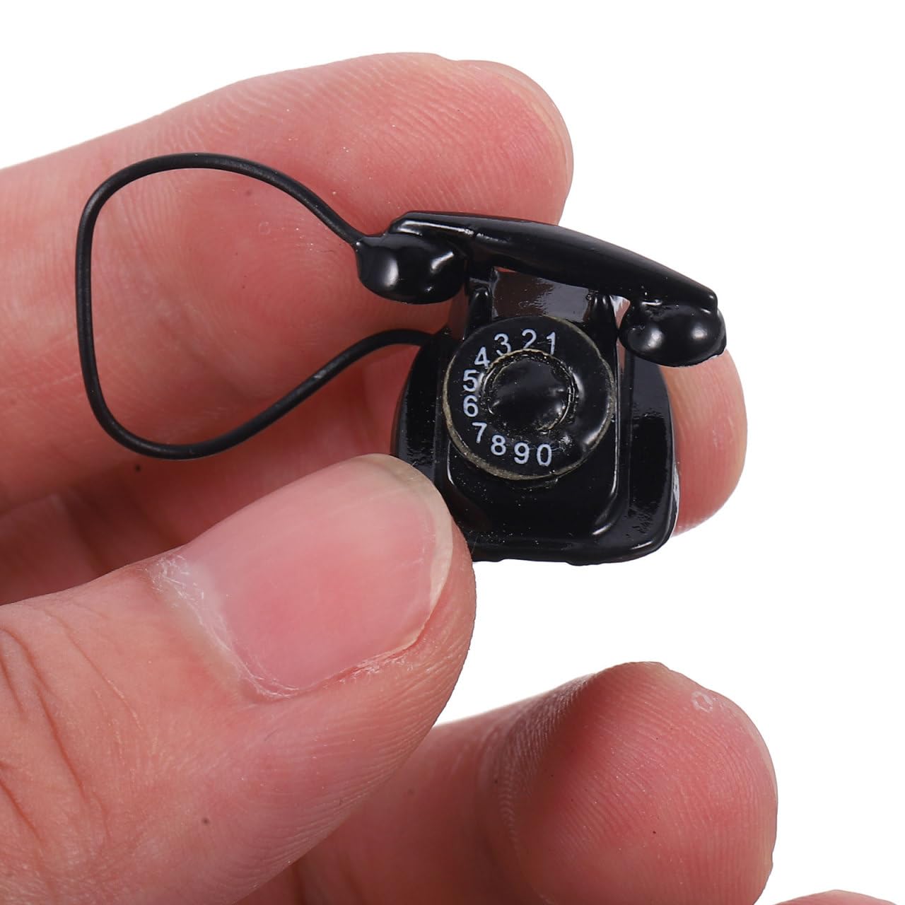 Toddmomy Retro Miniature Telephone Dollhouse Accessory Vintage Mini Phone Model 1.18In Metal Figurine for Dolls House Decor Educational Toy - Image 3