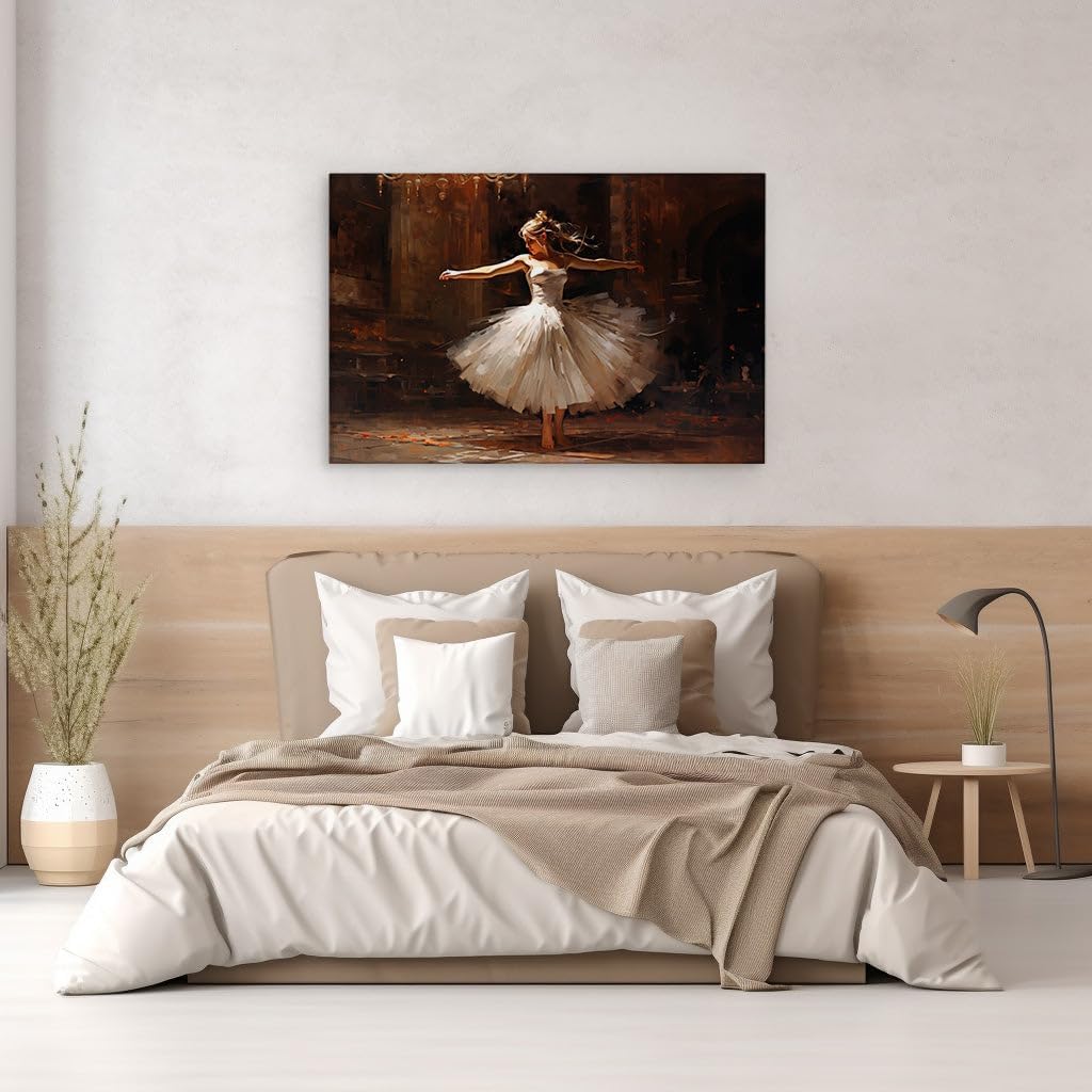 Canvas for Living room. Elegance in Motion The Ballerina's Dance Captures the Heart of Art, 27 x 18 inch Canvas Wall Art - Contemporary Masterpieces - Modern Home Decor - 69x46 cm (27x18 inch)
