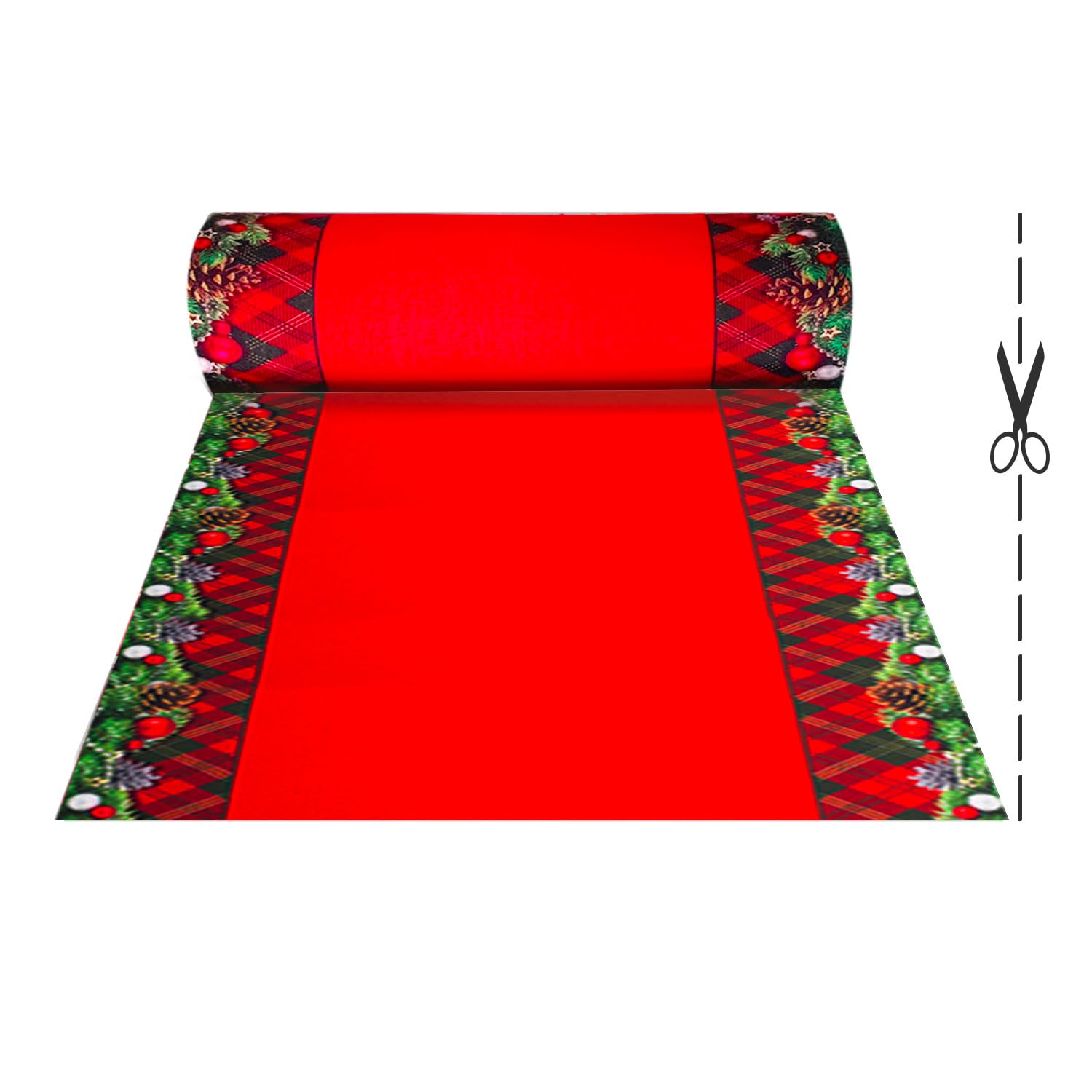 OLIVO.shop JINGLE ROLL Tappeto natalizio a metraggio per interno ed esterno, passatoia Natale su misura larga 1 metro per eventi ed allestimenti, Tappeto natalizio su misura (5 m, DECOR)