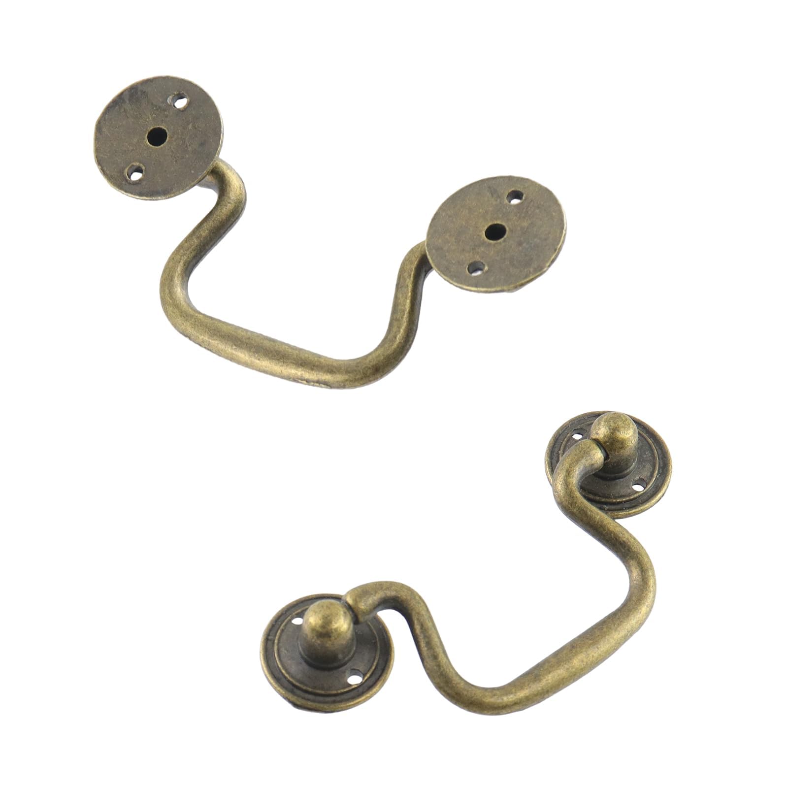 FarBoat 10Pcs Antique Bronze Bail Pull Handles Cabinet Pulls Decorative Knobs for Wardrobe Drawer Dresser Cupboard Closet (Hole Spacing 2.59in)