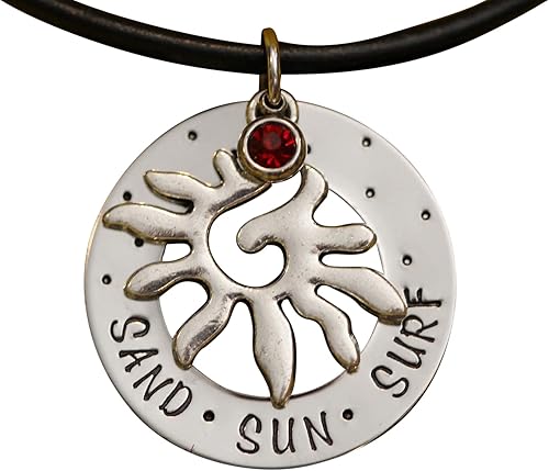 Sand Sun Surf Necklace, Beach Jewelry, Sun Charm, Washer Necklace, Summer Necklace, Surfer Girl Jewelry, Adventure Jewelry, Teen Gift