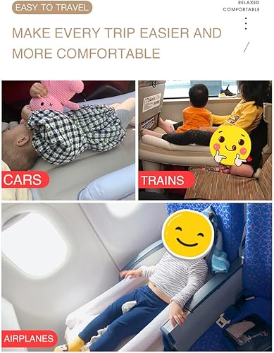 Miniatura 5 de HYMIC Cama inflable de avión para niños pequeños, cama de avión de viaje para bebé con bomba de mano, cama de viaje para niños que se adapta a la