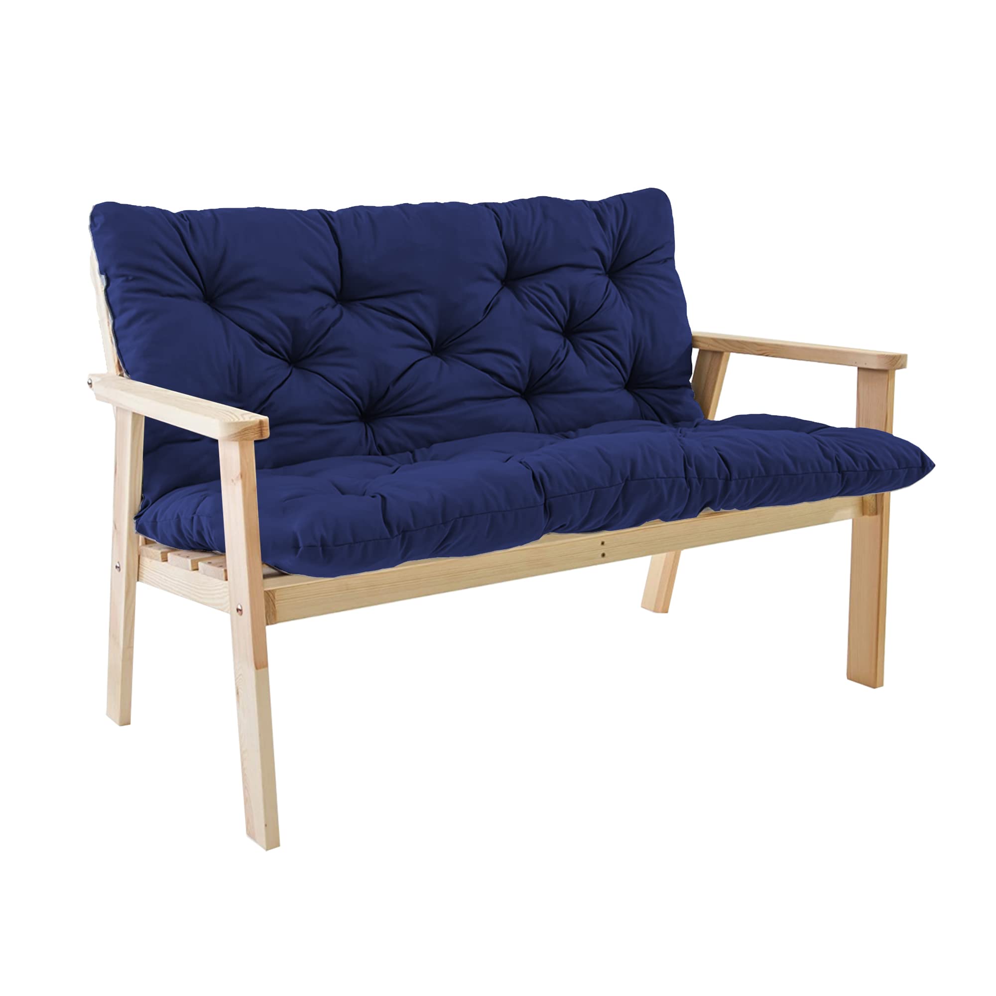 Hruile Outdoor Bench Cushion 40in/47in/59in 2 or 3 Seater Patio Swing Chair Cushion with Backrest Non-Slip 3in Thick Seat Pad Cushion Outdoor Patio