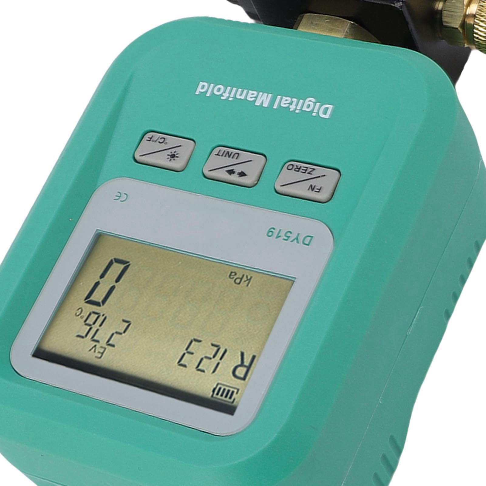 GOWENIC Tester Ciśnienia w Chłodnictwie |Cyfrowy Manometr Rozgałęźny z Wlotem 1/4 do R22 R32 R410A R134A HVAC do Wykrywania Podciśnienia i Wycieków
