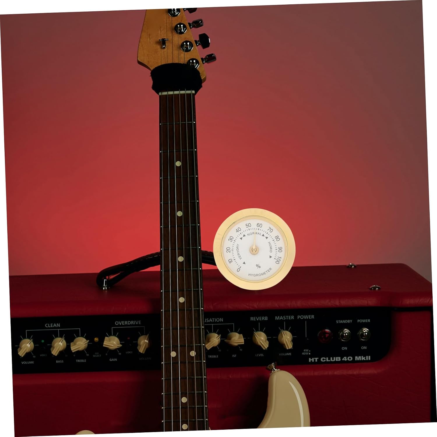 Portable Round Guitar Humidity with Alloy Frame Battery Violin Hygrometer for Instrument Care Compact Lightweight Gauge for Guitar Case Humidity Control and Protection