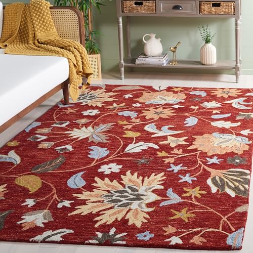 Tapete decorativo rectangular rojo y naranja 5x8 ft