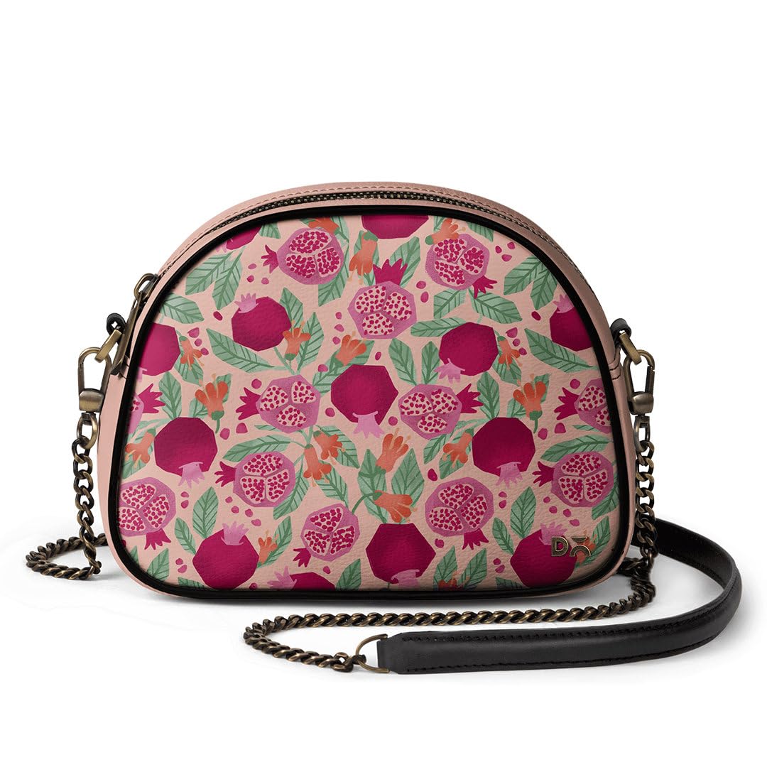 DailyObjectsArch Sling Crossbody Bag For Women| Vegan Leather Purse With Slip Pocket| Zip Closure With Detachable Brass Chain & Shoulder Pad| Storage Space For Everyday Essentials