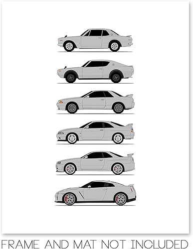 Miniatura 10 de Handmade Poster compatible with Nissan Skyline GT-R Print of Nissan Skyline GTR (KPGC10, KPGC110, R32, R33, R34, R35) - Red, 11x14" Metallic Print