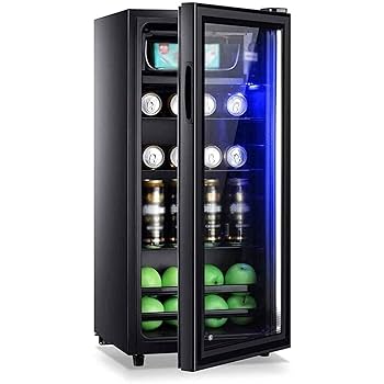 冷却ファン付き小型冷蔵庫✨led Amazon | 118L飲料用冷蔵庫クーラー、ミニバーキャビネット自立