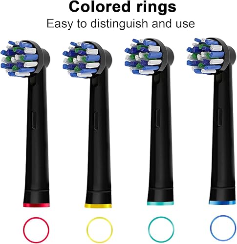 Miniatura 6 de 8 cabezales de repuesto Cross Clean compatibles con cepillo de dientes eléctrico Braun Oral B, 4 piezas blancas y 4 negras.