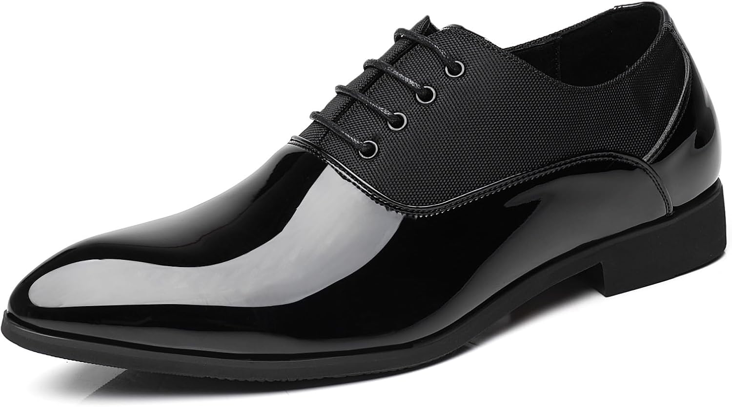 Men’s Faux Patent Leather Dress Shoes Glitter Prom Tuxedo Lace-up Formal Oxford