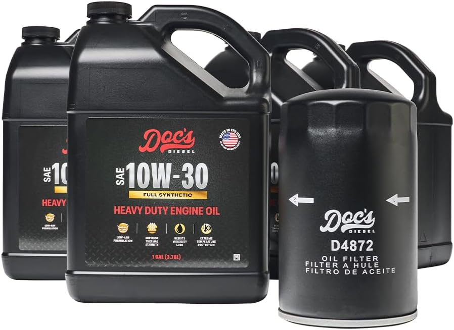Doc's Diesel 10W-30 Full Synthetic Oil Change Kit D4872+DOCS10W30-4 | Compatible with Ford 7.3L Powerstroke 1994-2003