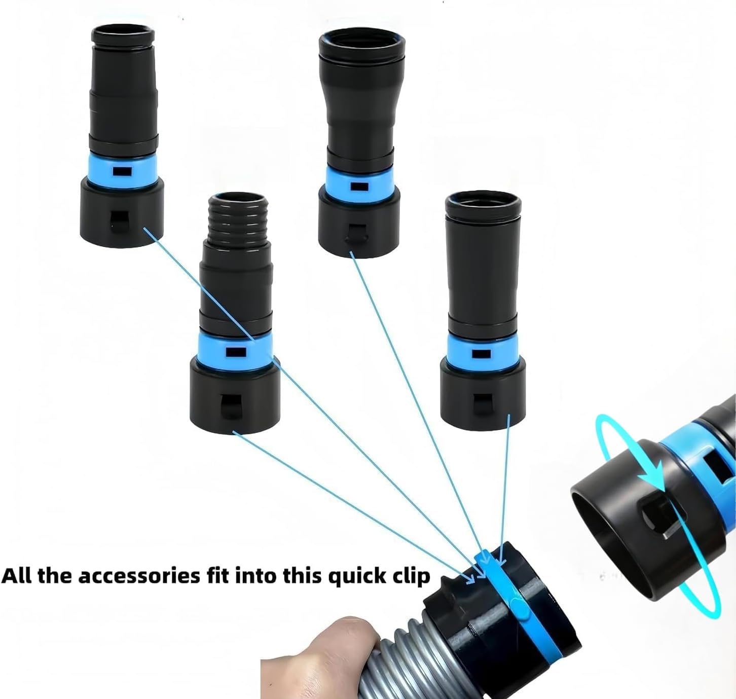 MITANSLE Dust Collection Hose Adapters Kit - Ribbed TPE QuickClick Adapters for Home & Shop Vacuum Systems, Expanded Set Fits Most Woodworking Power Tools & Sanders, Multi-Brand Compatible