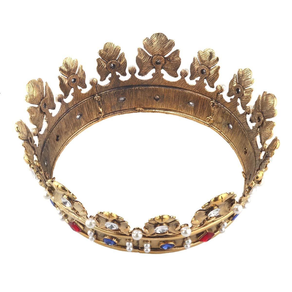 Couronne royale baroque en métal pour homme - Couronne de cheveux - Cercle complet - Accessoires pour cheveux pour fête d'anniversaire - Pour cosplay, bal de fin d'année, Quinceanera