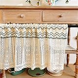 👍Paket :1er set Kurzvorhang.Rod Taschen-Design für einen elegant romantisch Look. Ideale Fenstervorhang zur Ergänzung von Landhausstil vintage,Boho, Marokkanische, Rustikal, französischem Land oder traditioneller Raumdekoration.