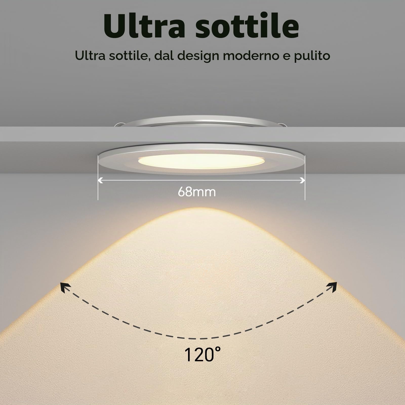 acegoo Faretti LED da Incasso DC 12V Lampada Soffitto Downlight Rotondo Plafoniera 3000K IP64 per Camper Barca Roulotte Furgone Cucina Bagno Cartongesso Mobile, 6 Pezzi Bianco