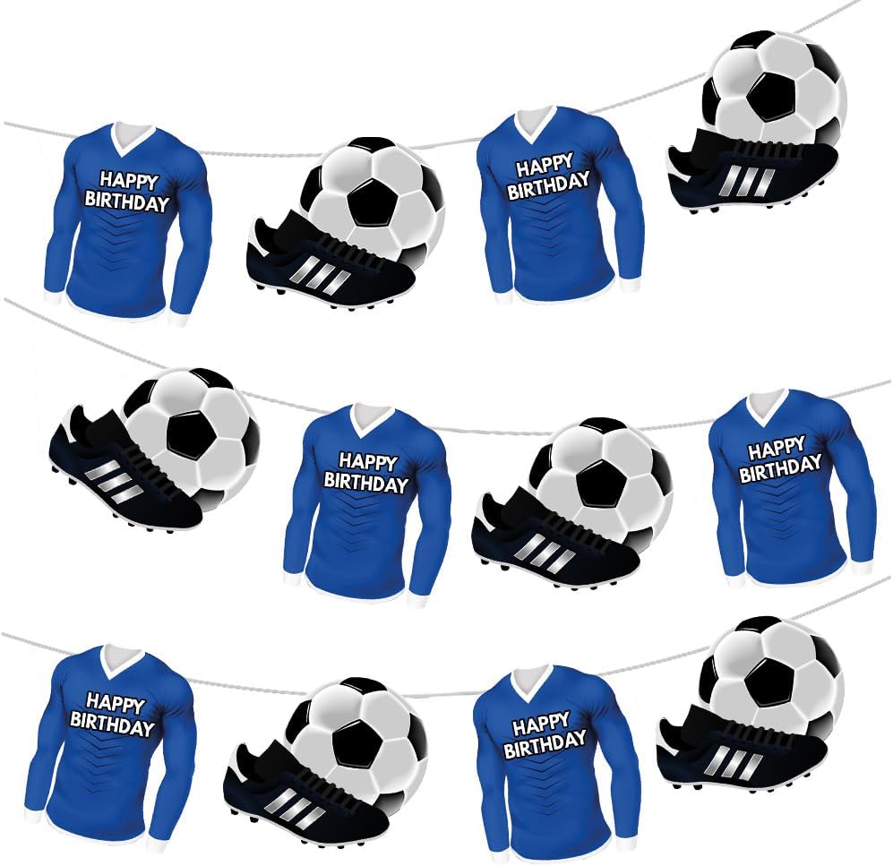 AK Football Blue Team Colours Bunting Party Decorations 12pcs / 2.5m Ribbon Amazon