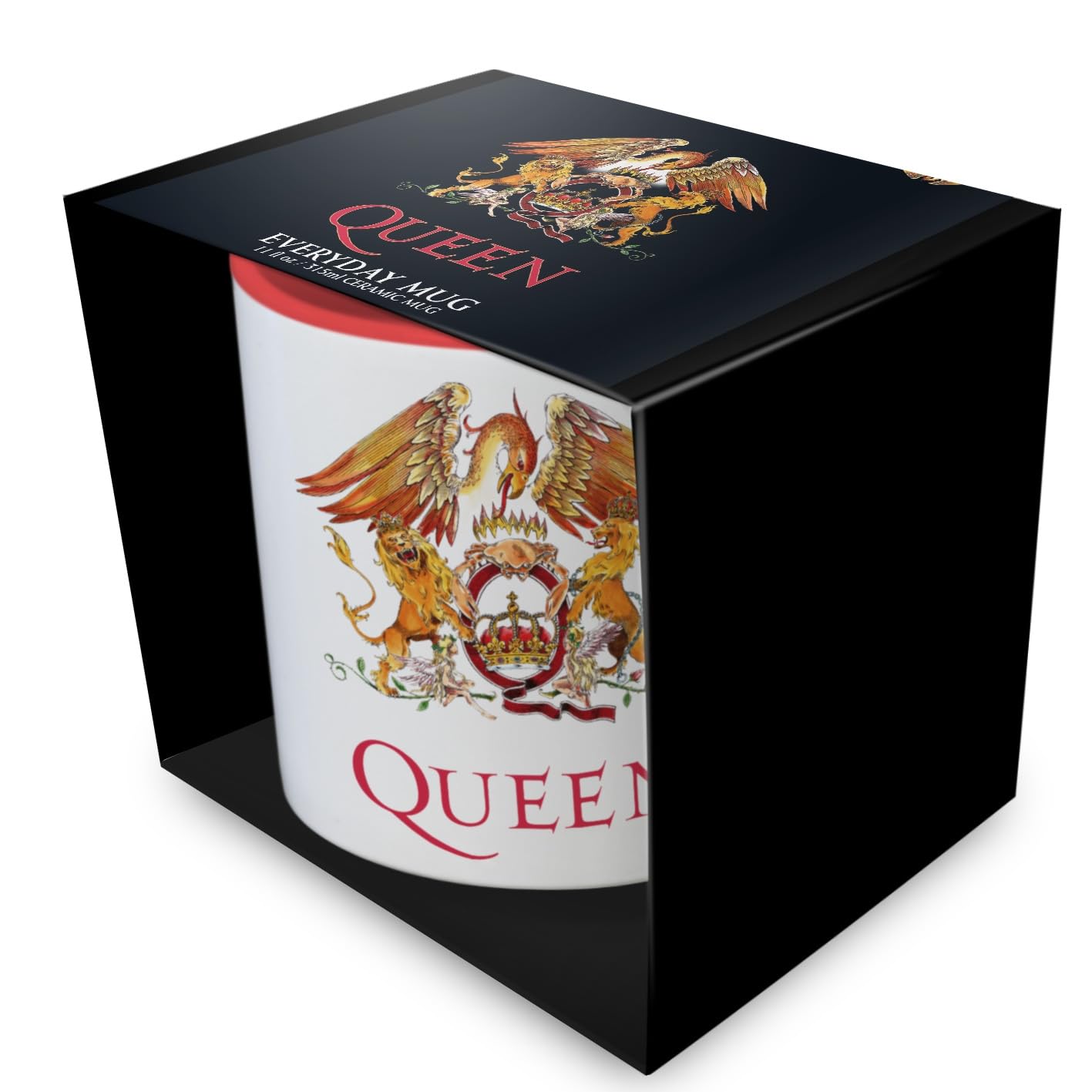 Pyramid International Queen (Crest) Red Coloured Inner Pod Mug 11oz / 315ml – Rock Band Coffee Cup with Vibrant Interior