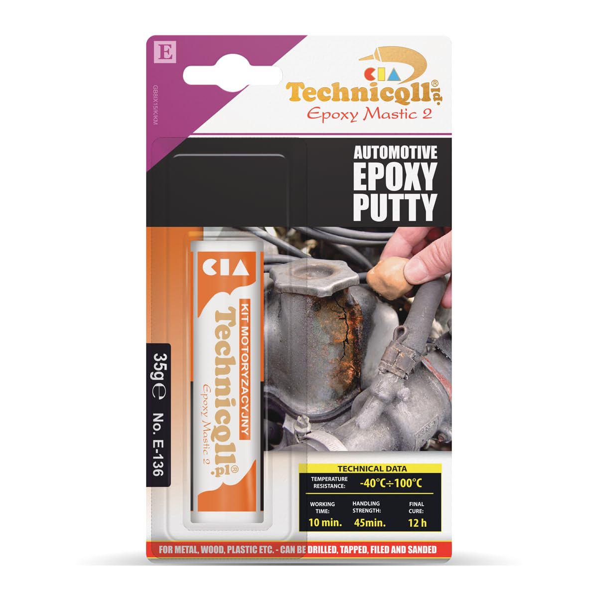 Technicqll Epoxy Putty for Metals (Steel Aluminium) Plastic Wood Glass 35G
