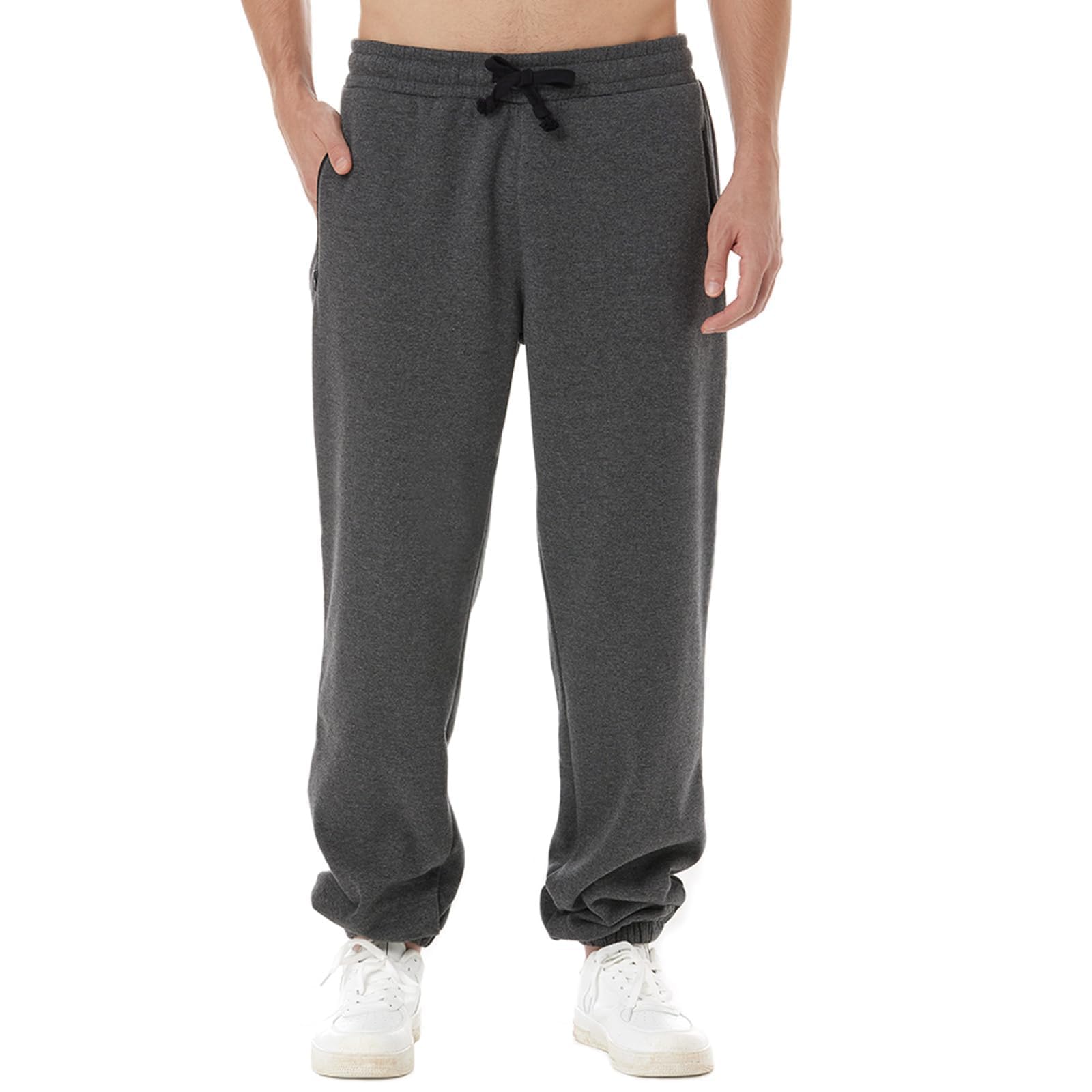 ineepor Pantaloni Tuta Uomo Invernali Pantaloni Termici Sportivi Uomo Felpata Pile Foderato Sherpa Joggers Pantaloni Larghi Baggy Cerniera Tasche Laterali