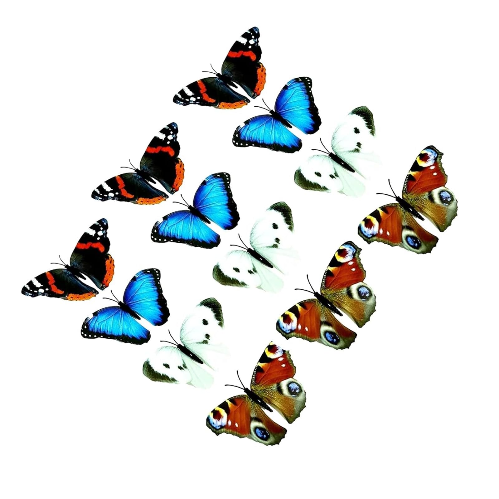 MIXEL Colorful Butterflies Clips For Decoration, Reusable, Lightweight, Easy To Fix, Adorable Design, Exquisite Structure, Theme Party, Indoor Outdoor Garden Use, Beautiful Art (12 PCS)