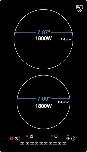 Miniatura 2 de K&H 2 Quemadores 12 pulgadas Inducción Incorporada Estufa Eléctrica Superior Cocina de Cerámica 240V 3100W INDV-3102