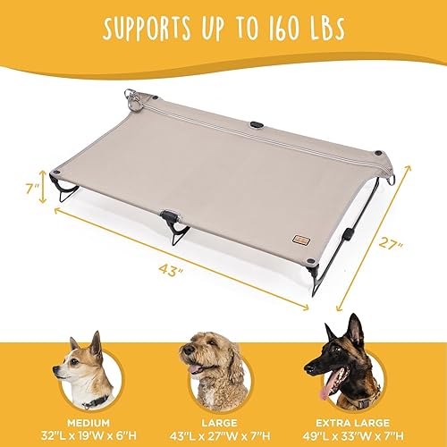 Miniatura 7 de Daisy - Cama elevada plegable grande para perro, catre plegable portátil para exteriores, refrescante, a prueba de mordidas, impermeable, resistente