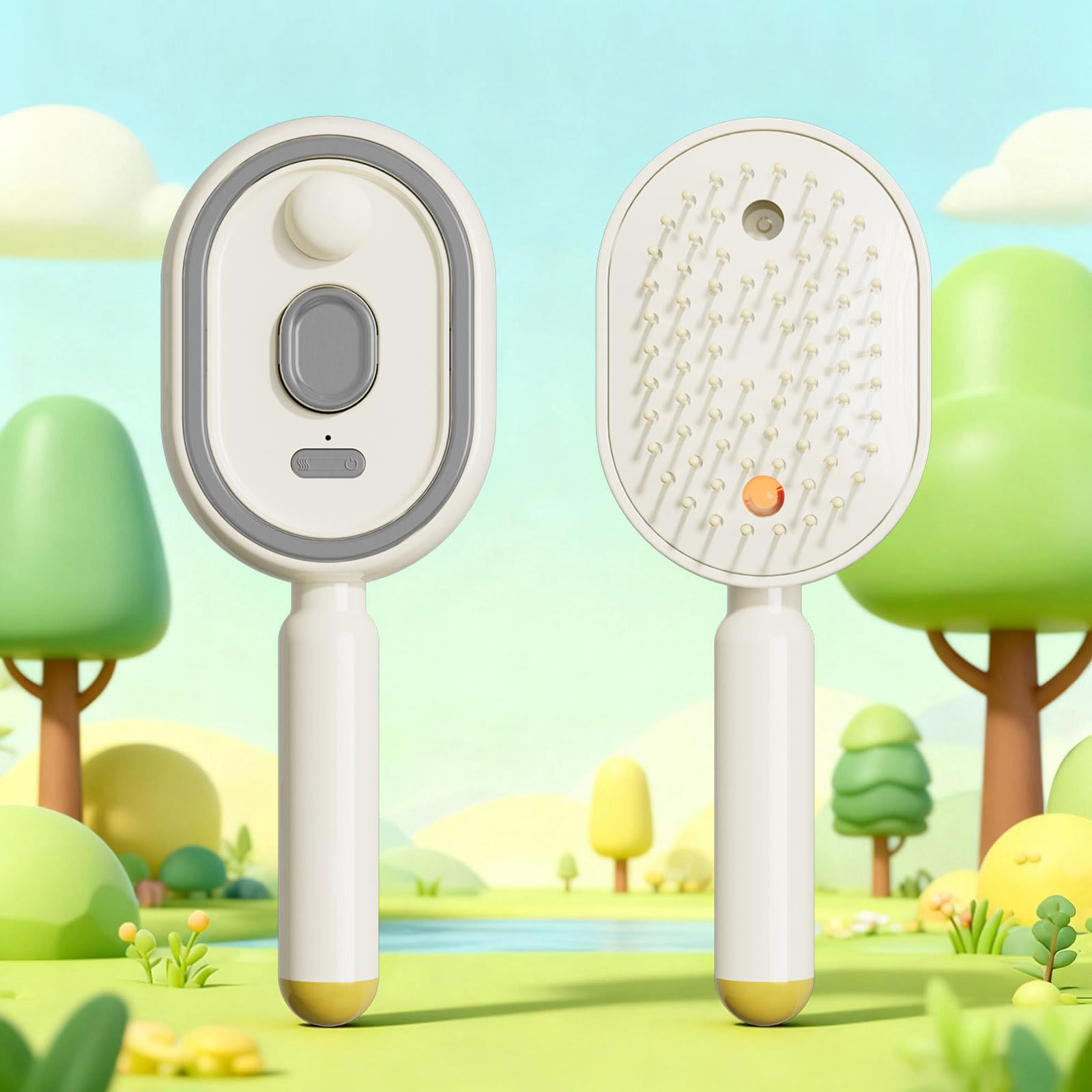 Générique Brosse à vapeur électrique, fer à lisser à vapeur rechargeable avec spray, peigne démêlant antistatique 3 en 1 et massage à coussin d'air, Nouveau outil de coiffure portable sans fil