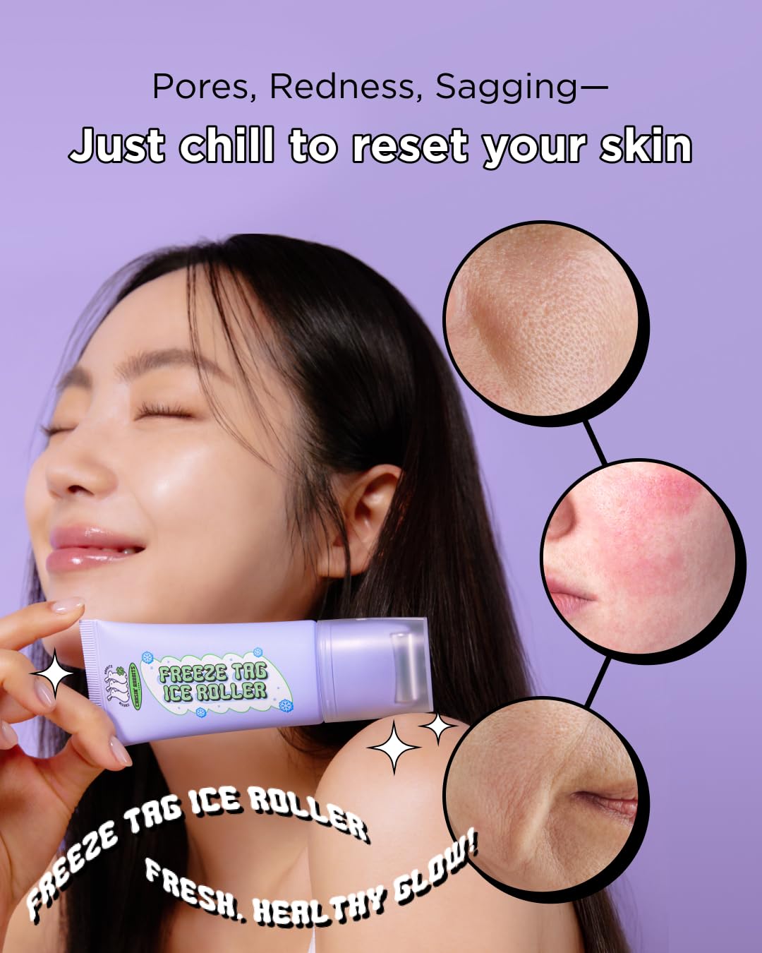 CHASIN' RABBITS Freeze Tag Ice Roller 1.69 fl.oz, Cold Face Roller, Pore Tightening, Skin Firming, Derma Roller, Stainless Steel Gua Sha Gel Serum, Hyaluronic Acid, Corn Mint Extract, Korean Skincare - Image 4