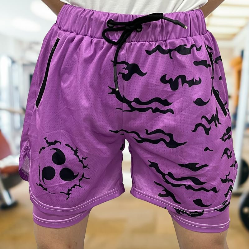 CROWN Anime Shorts - Breathable Mesh Stretch Compression Gym Short with Pockets and Towel Holder - Image 7