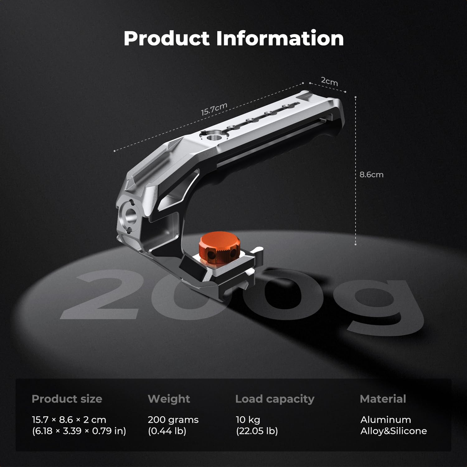 K&F CONCEPT NATO Top Handle Ligero, Mango Superior Liviano con NATO Rail para Jaula de Cámara DSLR, Top Handle Universal con 4 Adaptadores de Zapata Rosca de 1/4" y 3/8"