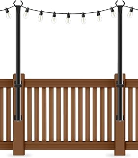 AILBTON 4 Ft String Light Poles,2 Pack Hanging Light Poles for Outside String Lights,with Fixing Clips and Suspended Base,Freestanding Outdoor Light Poles for Deck Bistro