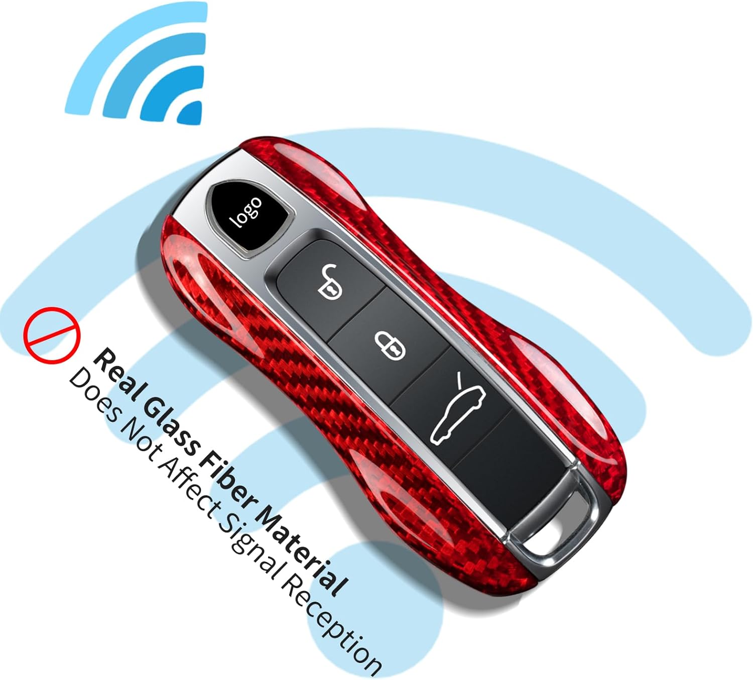 T-carbon Real Glass Fiber Key Fob Cover Compatible with Porsche Cayenne Panamera 2018-2025, Key Fob Case Compatible with 911 Carrera Taycan Key Accessories 2020-2025, Red - Image 6