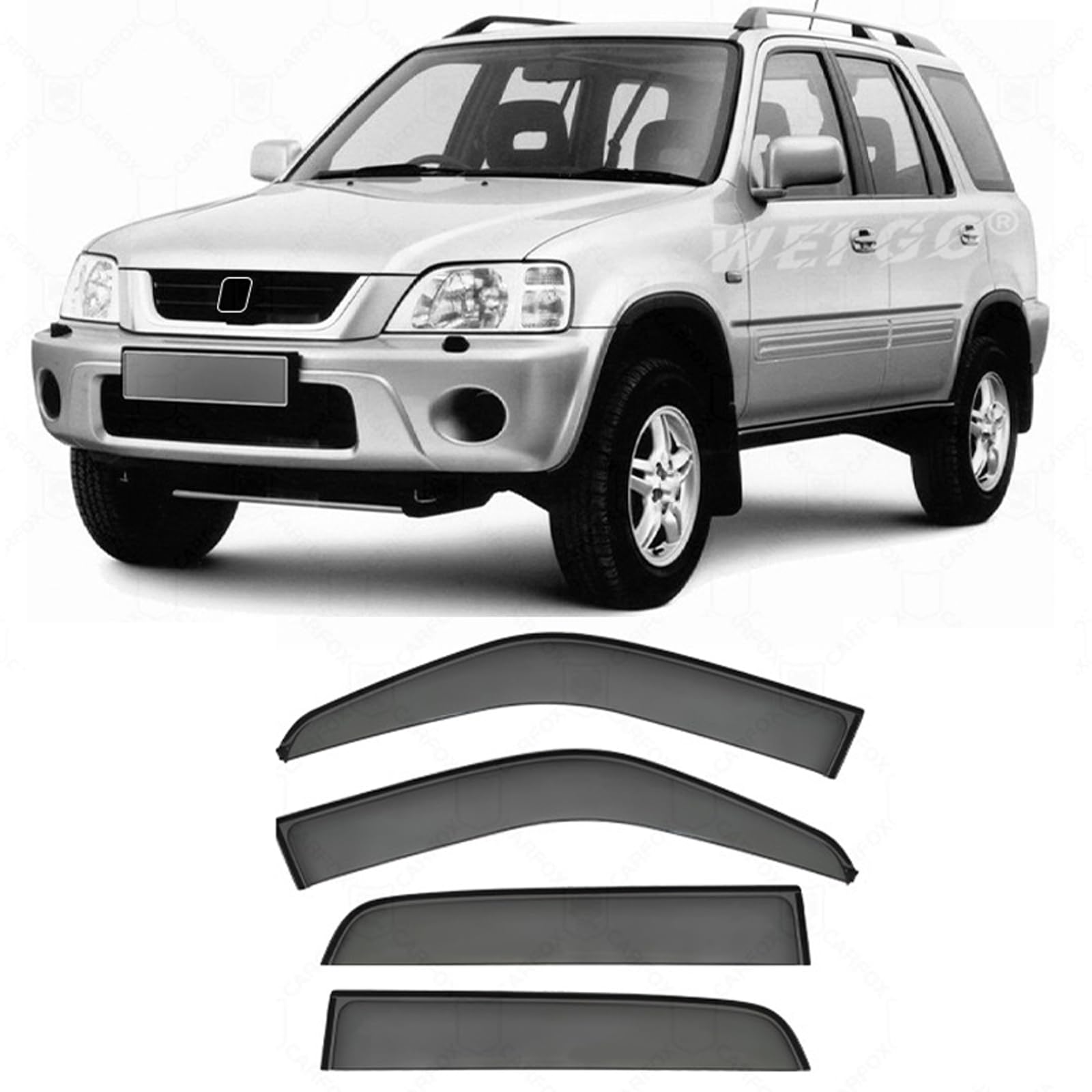 CJYCJY Wind Deflectors for CR-V MK1-RD1-RD2-RD3 1995-2001, In-Channel Rain Guards for Wind, Rain & Sun Protection, Easy Installation
