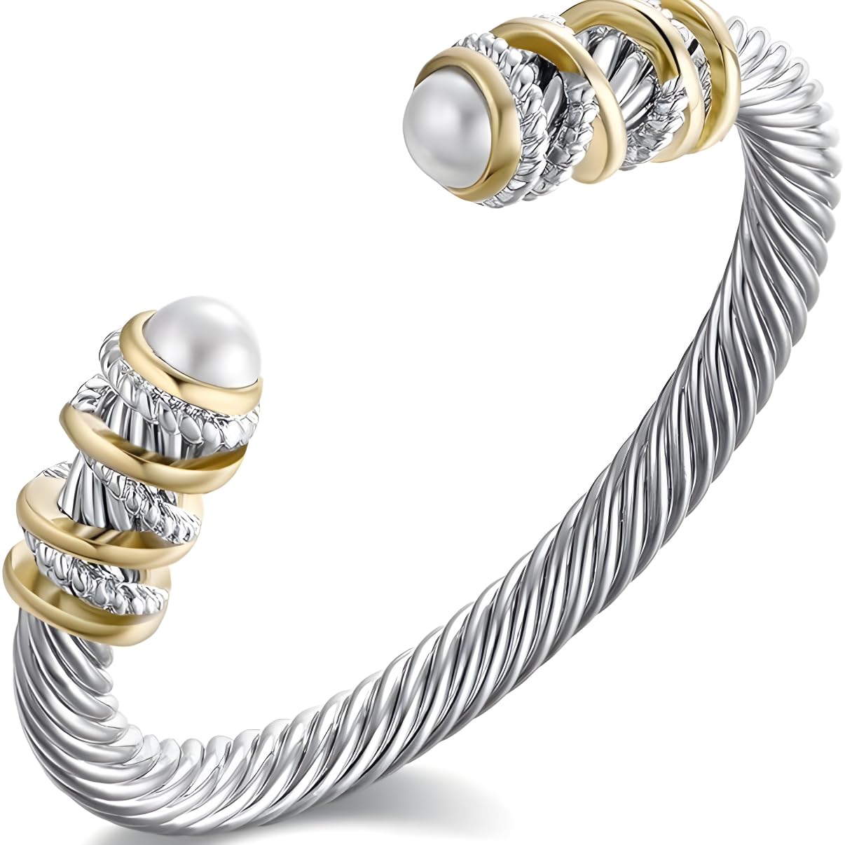 OSIRIDEH2 Elegant Twisted Cable Bangle Bracelet for Women - Open Cuff Classic Jewelry Gift for Anniversary, Valentine, Birthday