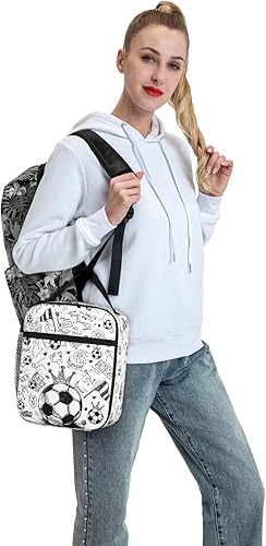 Miniatura 6 de Fiambrera de fútbol para niños y niñas, portátil, aislada, bolsas de almuerzo reutilizables para niños, hombres, mujeres, escuela, trabajo, oficina,