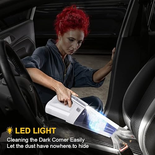 Miniatura 5 de URAQT Aspiradora de mano inalámbrica, portátil de 10000 Pa de succión fuerte, aspirador de polvo, aspiradora húmeda y seca de 2 velocidades con luz