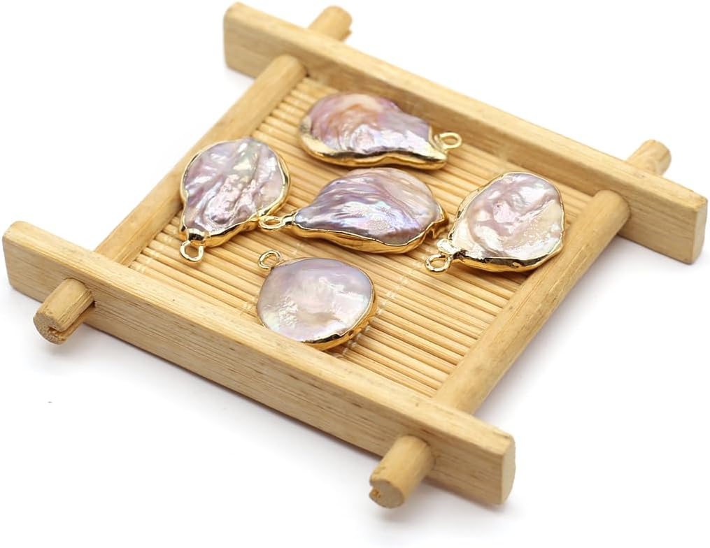 LE SKY 10 Pcs Natural Pearl Pendants Multiple Shapes Cultured Freshwater Pearl Charms for Jewelry Making Women Gift - Image 4