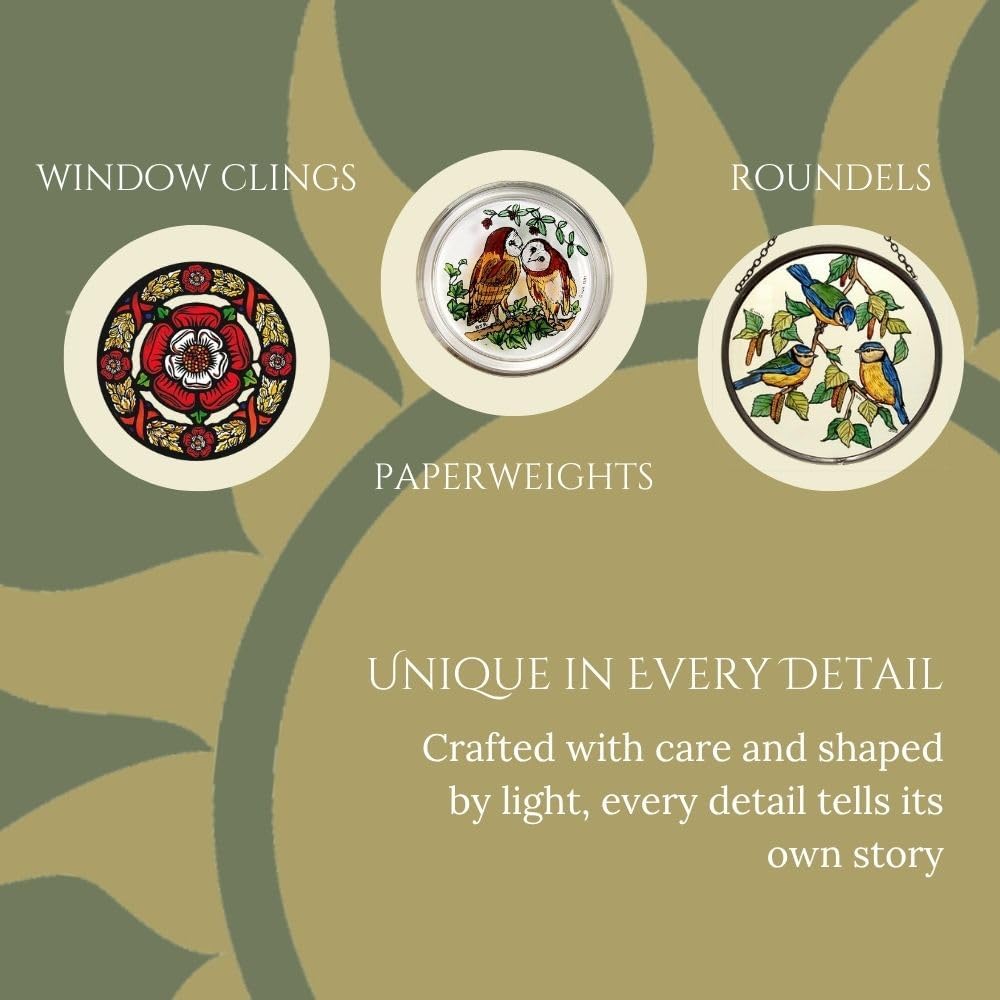 Decorative Hand Printed Stained Glass Window Sun Catcher/Roundel in a Puffins Design