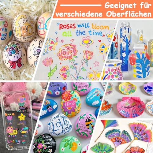 Image of 60 Colors Acrylic Markers, Soft Brush Head, Acrylic Markers for Coloring, Stone, Wood, Canvas, Glass, Ceramic, Crafts